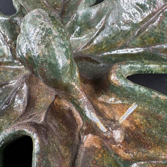 Vintage Cast Iron Leaf With Snail Rustic Primitive Garden Decor Ashtray Dish - Picture 12 of 14